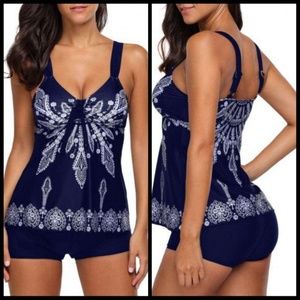 Blue & White Tankini 2 piece Swim suit